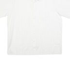 GENT TOP Mens White & Light Grey Striped Shirt L Cotton Blend Summer Casual
