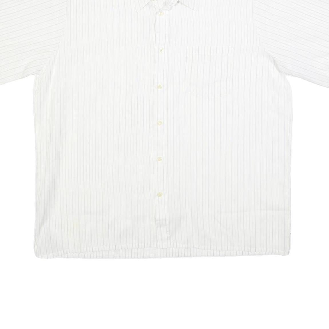 GENT TOP Mens White & Light Grey Striped Shirt L Cotton Blend Summer Casual