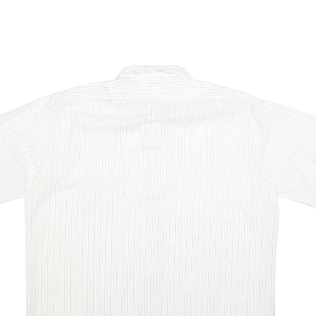 GENT TOP Mens White & Light Grey Striped Shirt L Cotton Blend Summer Casual