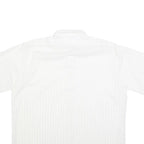 GENT TOP Mens White & Light Grey Striped Shirt L Cotton Blend Summer Casual