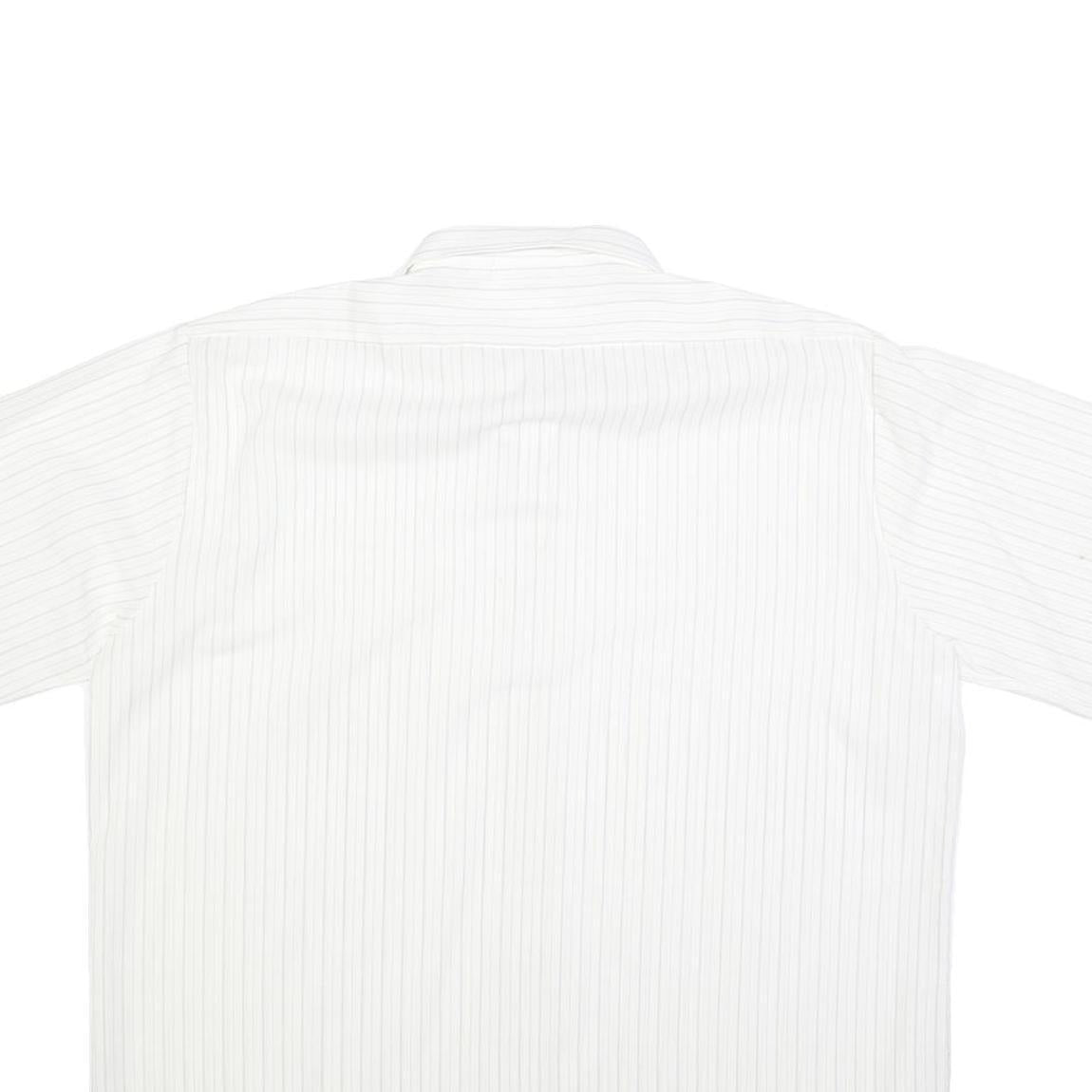 GENT TOP Mens White & Light Grey Striped Shirt L Cotton Blend Summer Casual