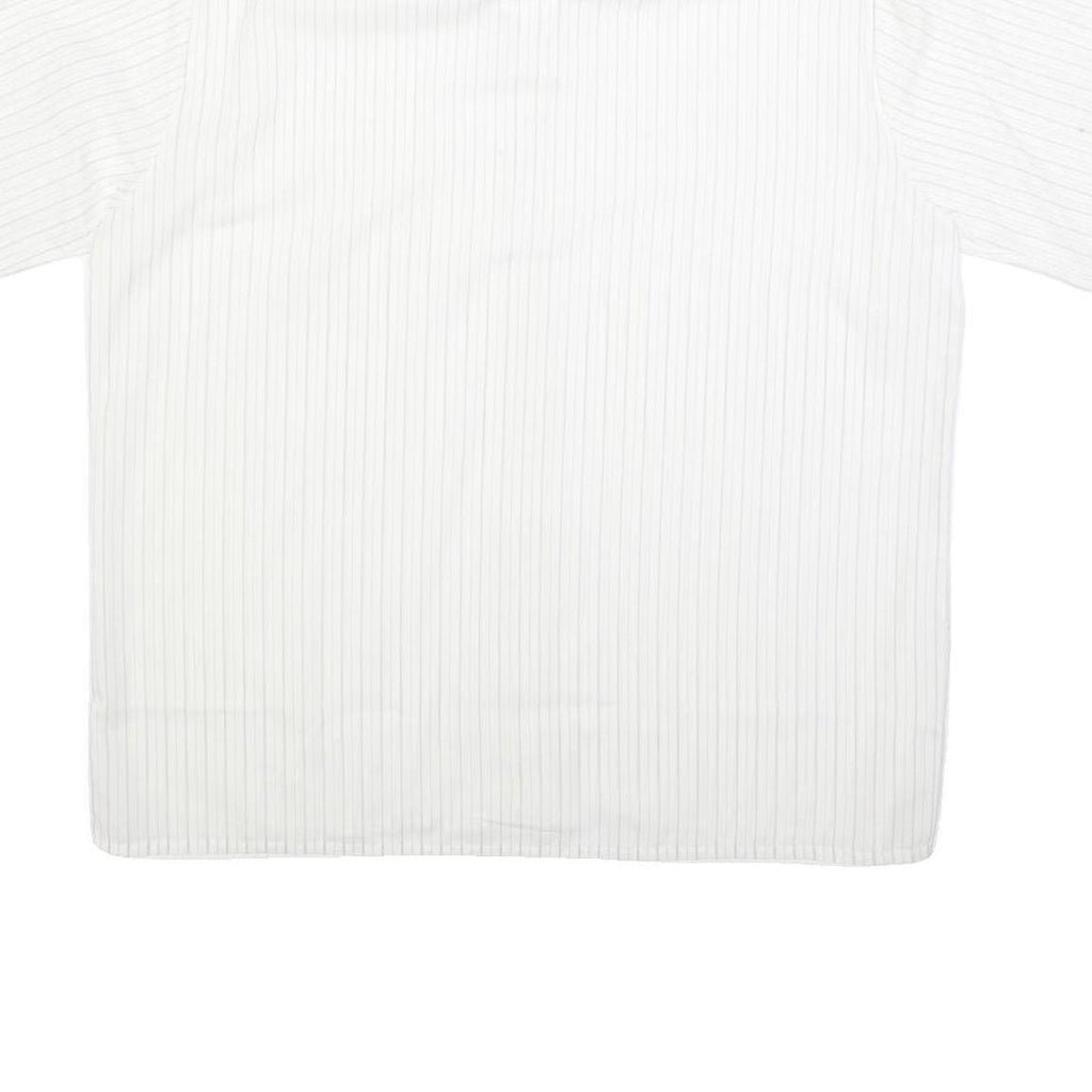 GENT TOP Mens White & Light Grey Striped Shirt L Cotton Blend Summer Casual