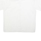 GENT TOP Mens White & Light Grey Striped Shirt L Cotton Blend Summer Casual
