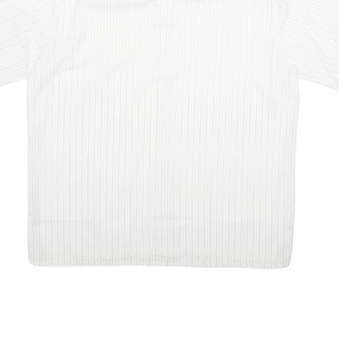 GENT TOP Mens White & Light Grey Striped Shirt L Cotton Blend Summer Casual