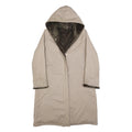 Womens Beige Hooded Jacket S Cotton Blend Plain Button Closure Long Sleeve