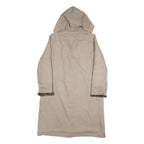 Womens Beige Hooded Jacket S Cotton Blend Plain Button Closure Long Sleeve