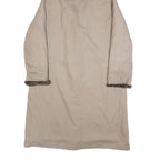 Womens Beige Hooded Jacket S Cotton Blend Plain Button Closure Long Sleeve