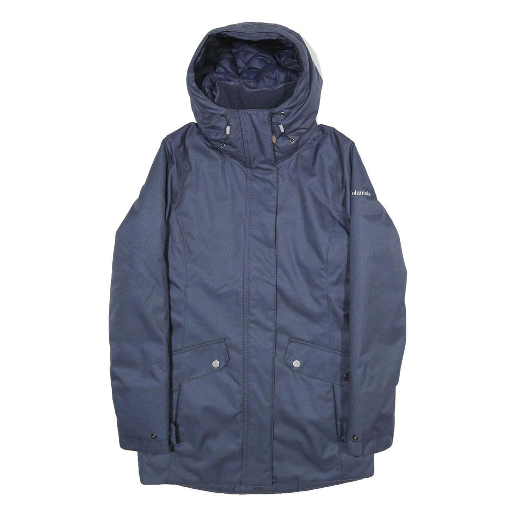 COLUMBIA Womens Navy Blue Outdoor Jacket XS Polyester Water Resistant Hooded Zip