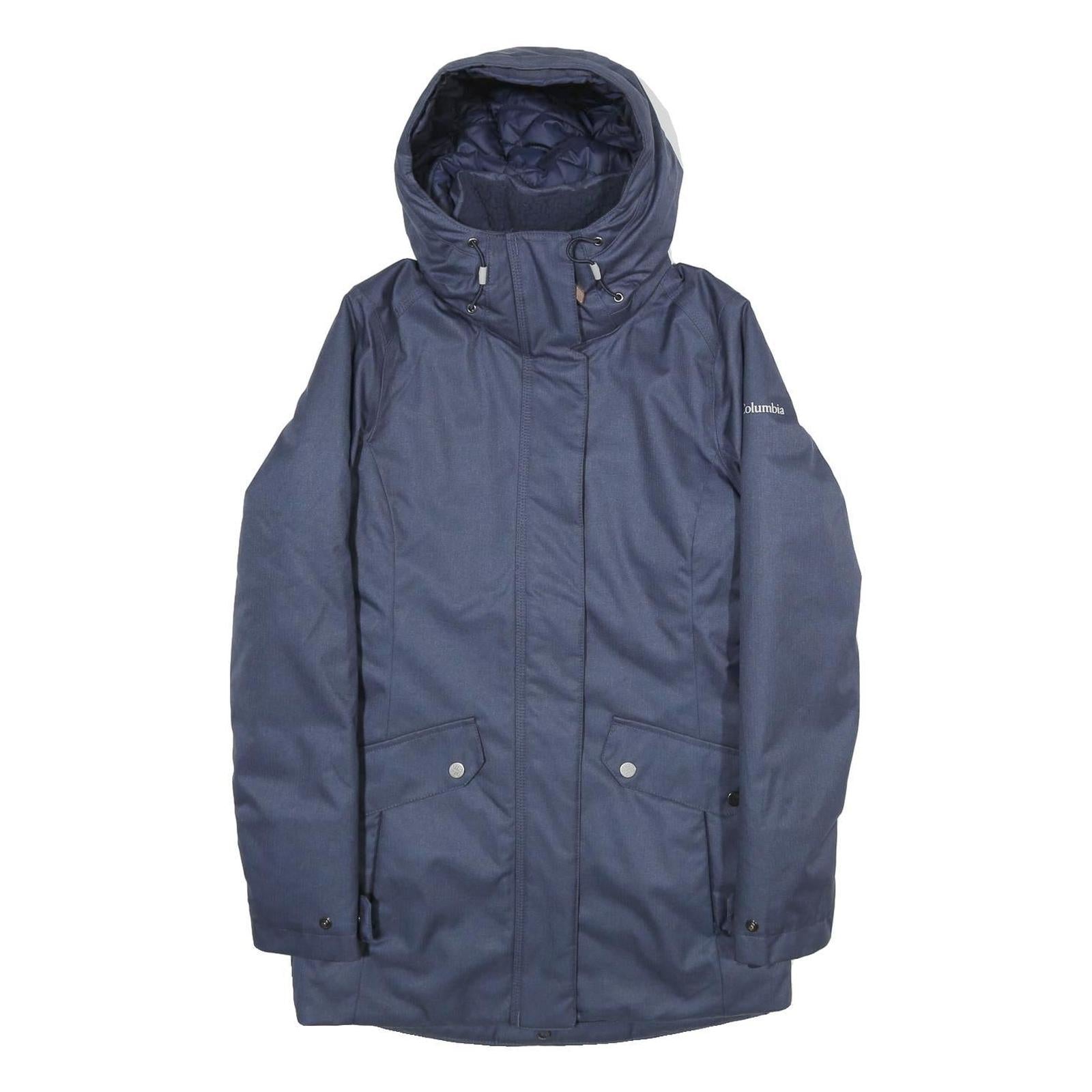 COLUMBIA Womens Navy Blue Outdoor Jacket XS Polyester Water Resistant Hooded Zip