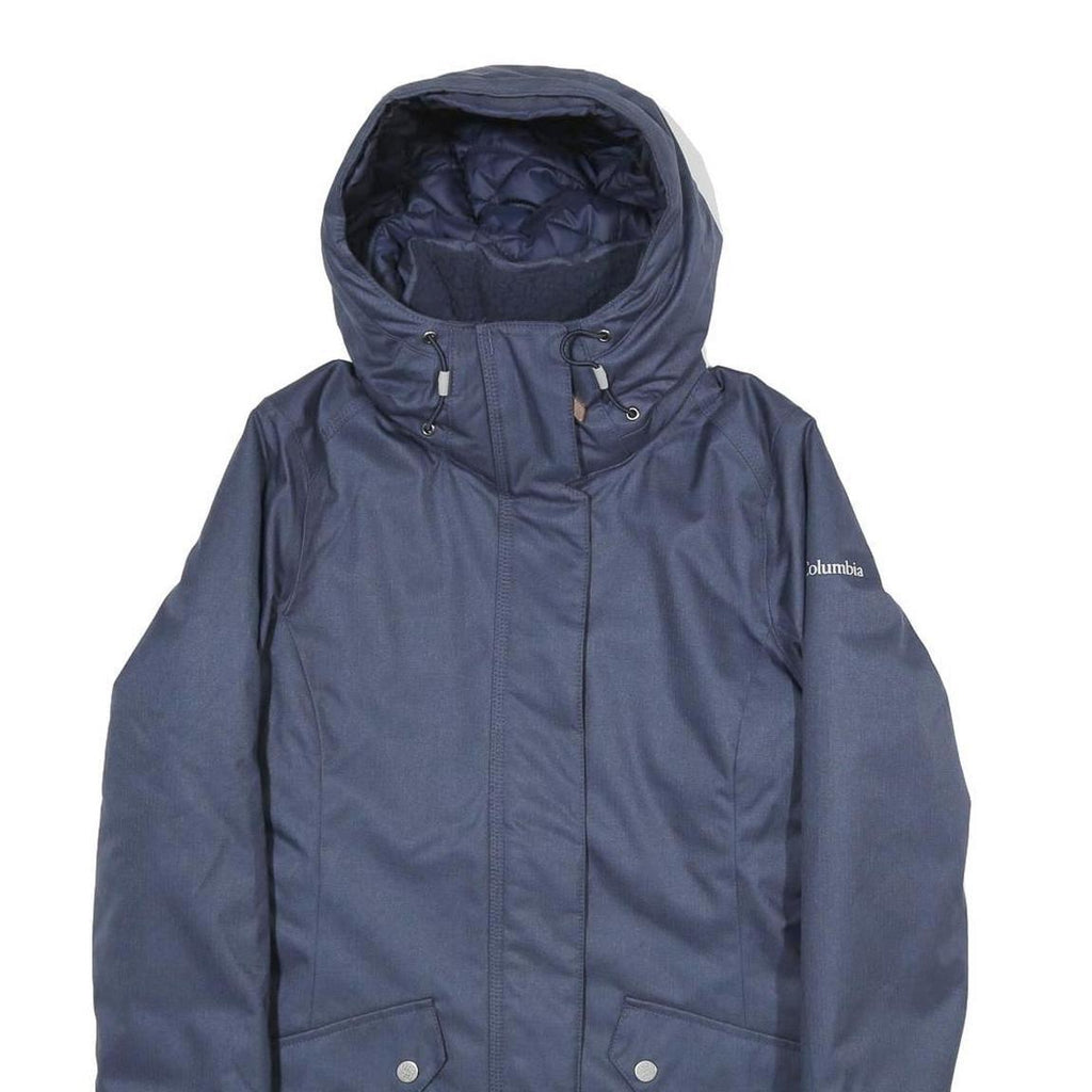 COLUMBIA Womens Navy Blue Outdoor Jacket XS Polyester Water Resistant Hooded Zip
