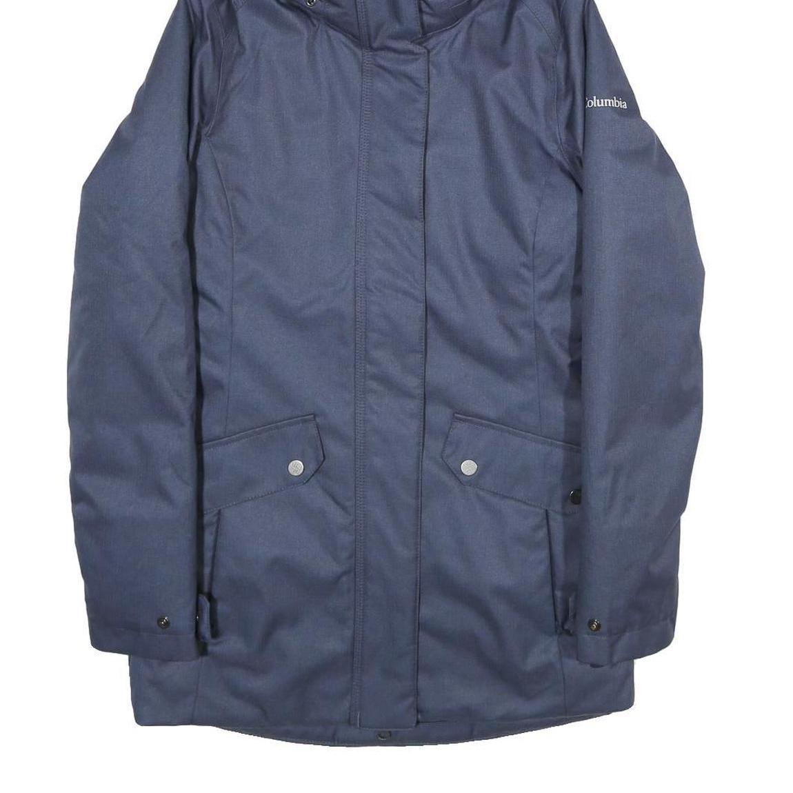 COLUMBIA Womens Navy Blue Outdoor Jacket XS Polyester Water Resistant Hooded Zip