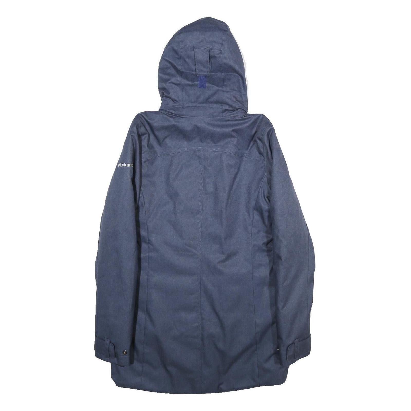 COLUMBIA Womens Navy Blue Outdoor Jacket XS Polyester Water Resistant Hooded Zip