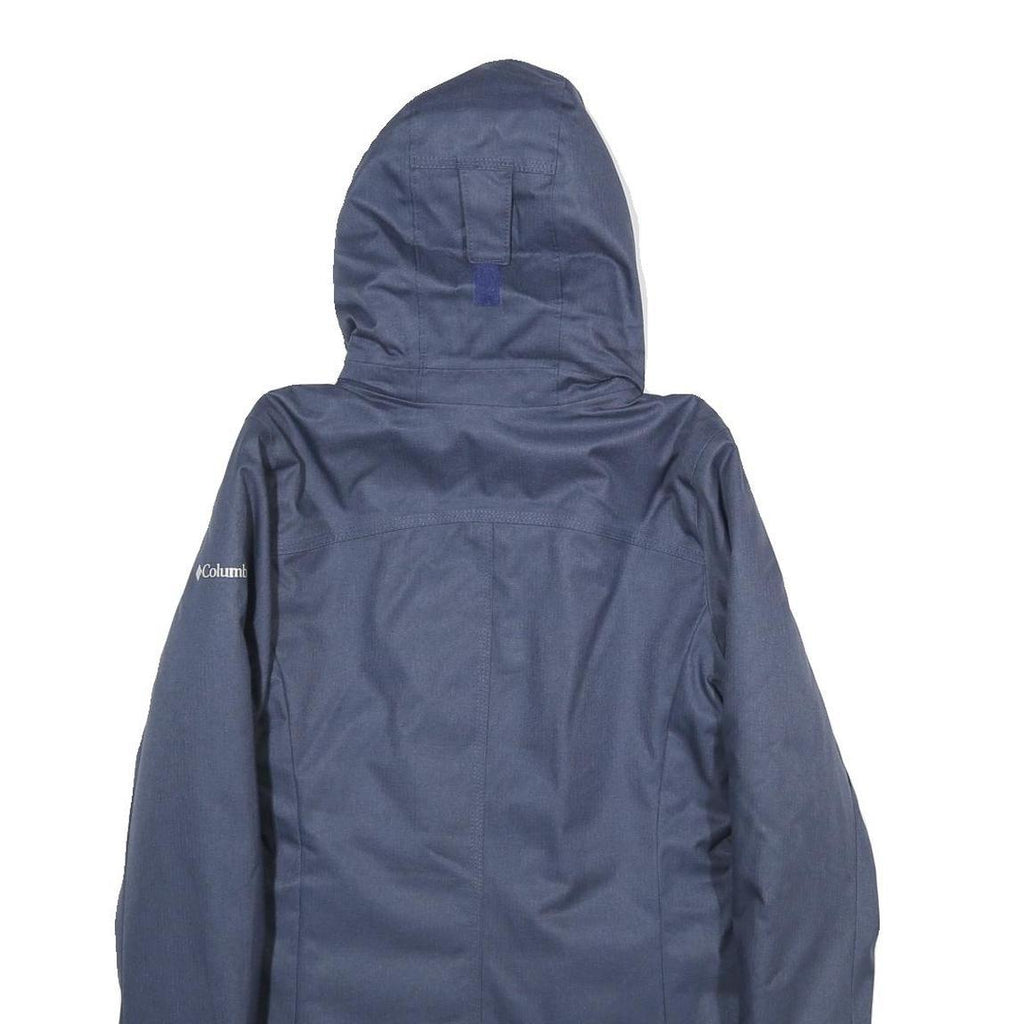 COLUMBIA Womens Navy Blue Outdoor Jacket XS Polyester Water Resistant Hooded Zip