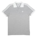 ADIDAS Mens Grey & White Short Sleeve Plain Polo Shirt S Cotton Blend