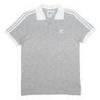 ADIDAS Mens Grey & White Short Sleeve Plain Polo Shirt S Cotton Blend