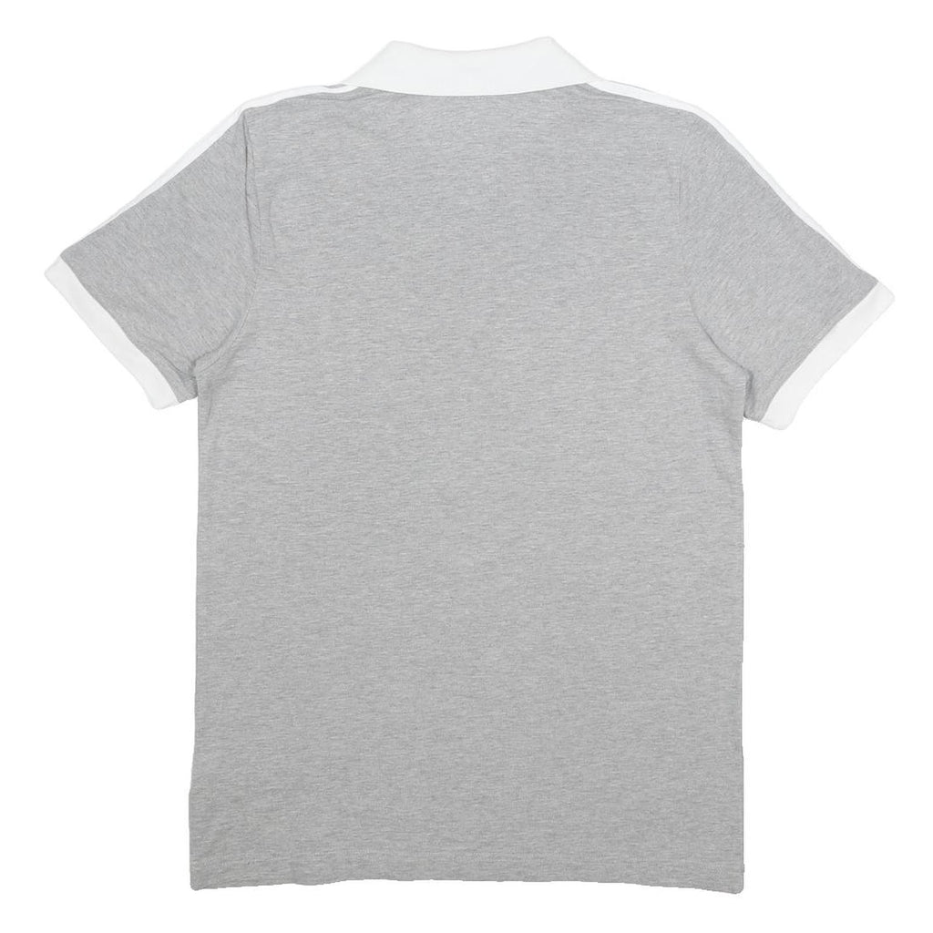 ADIDAS Mens Grey & White Short Sleeve Plain Polo Shirt S Cotton Blend