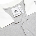 ADIDAS Mens Grey & White Short Sleeve Plain Polo Shirt S Cotton Blend