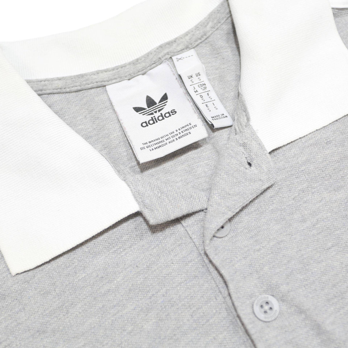ADIDAS Mens Grey & White Short Sleeve Plain Polo Shirt S Cotton Blend