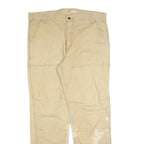 CARHARTT Mens Beige Relaxed Fit Straight Leg Trousers W40 L34 Durable Zip