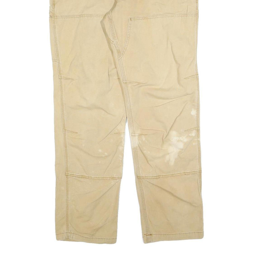 CARHARTT Mens Beige Relaxed Fit Straight Leg Trousers W40 L34 Durable Zip