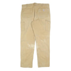 CARHARTT Mens Beige Relaxed Fit Straight Leg Trousers W40 L34 Durable Zip