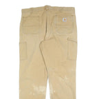 CARHARTT Mens Beige Relaxed Fit Straight Leg Trousers W40 L34 Durable Zip