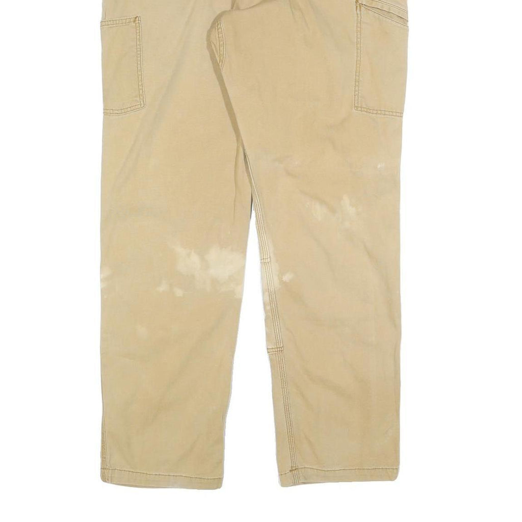 CARHARTT Mens Beige Relaxed Fit Straight Leg Trousers W40 L34 Durable Zip