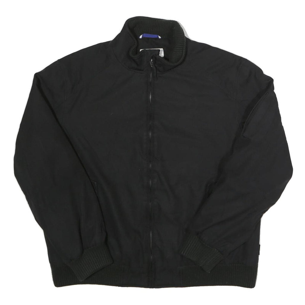 CALVIN KLEIN Mens Black Bomber Jacket L Polyester Woven Plain Zip Casual