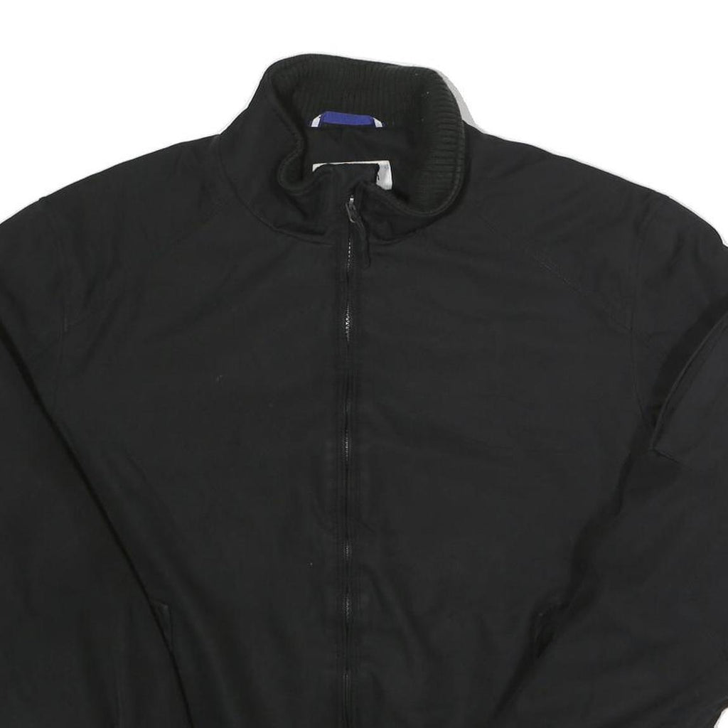 CALVIN KLEIN Mens Black Bomber Jacket L Polyester Woven Plain Zip Casual