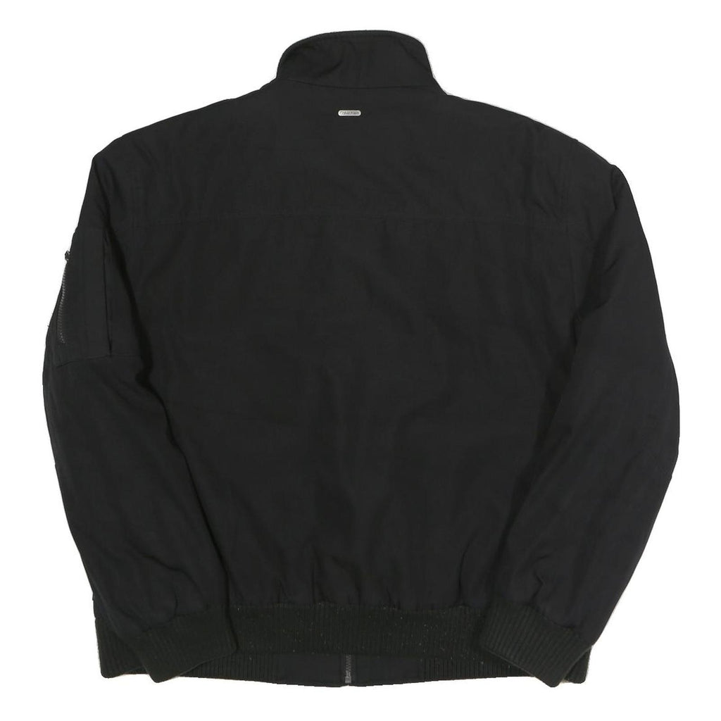 CALVIN KLEIN Mens Black Bomber Jacket L Polyester Woven Plain Zip Casual