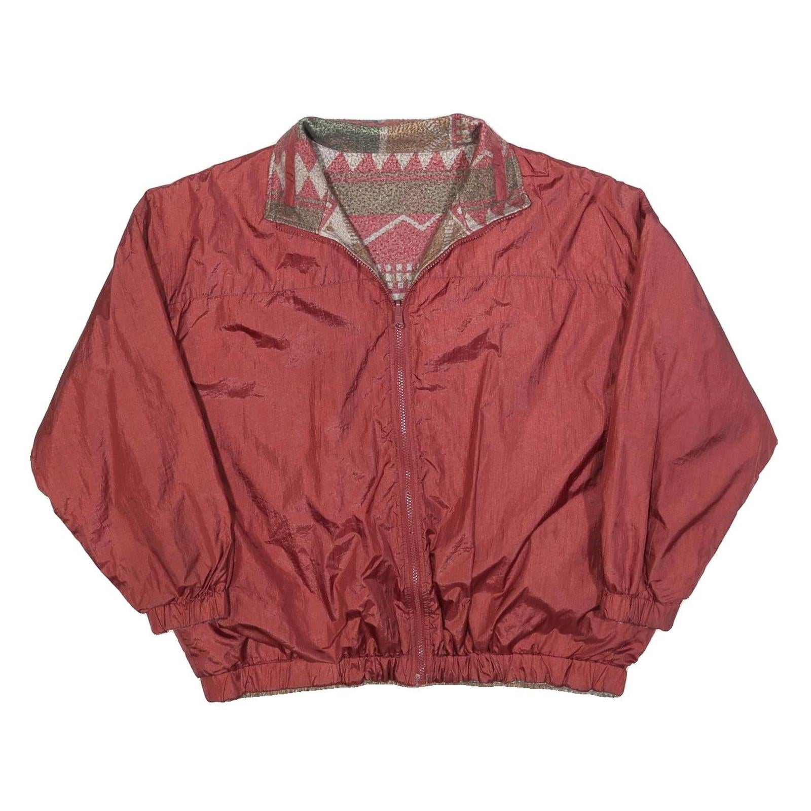 GOTTSCHALKS Mens Red & Brown Reversible Nylon Zip Jacket L Classic Casual