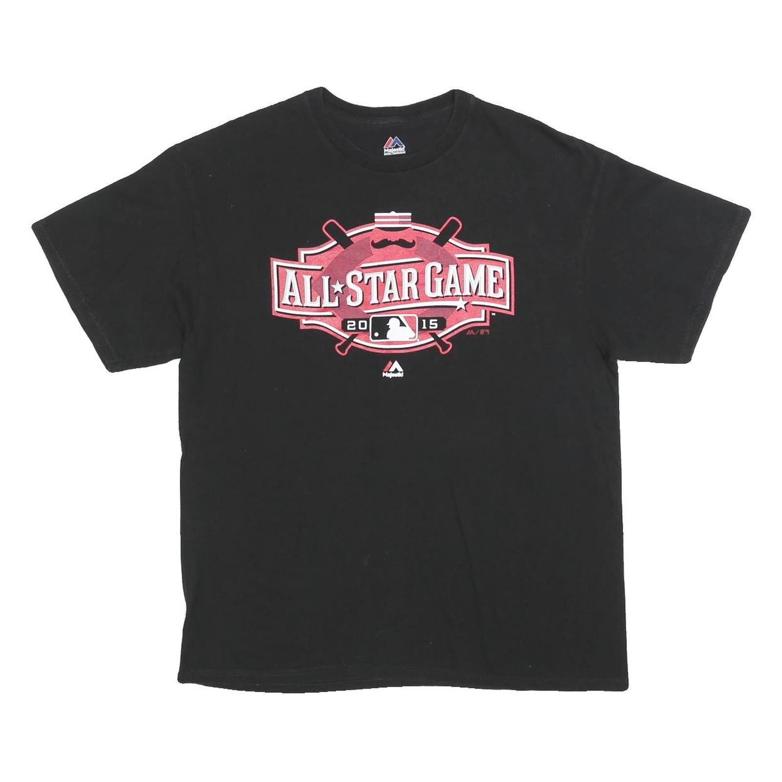 MAJESTIC Mens Black All Star Game Graphic T-Shirt L Short Sleeve Crew Neck