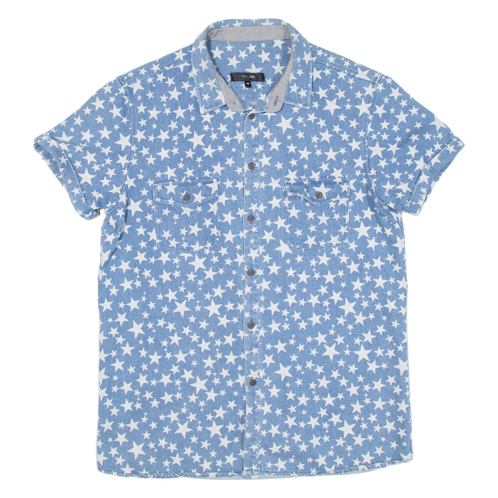 VILLIAN Stars Mens Denim Shirt Blue M