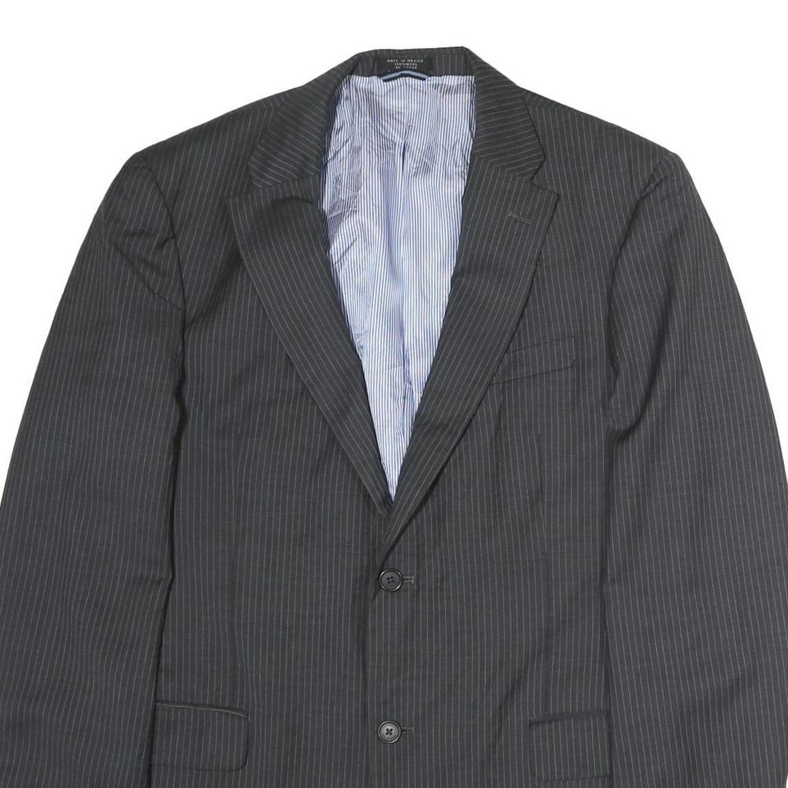 TOMMY HILFIGER Mens Grey Pinstripe Wool Classic Fit Blazer Jacket L