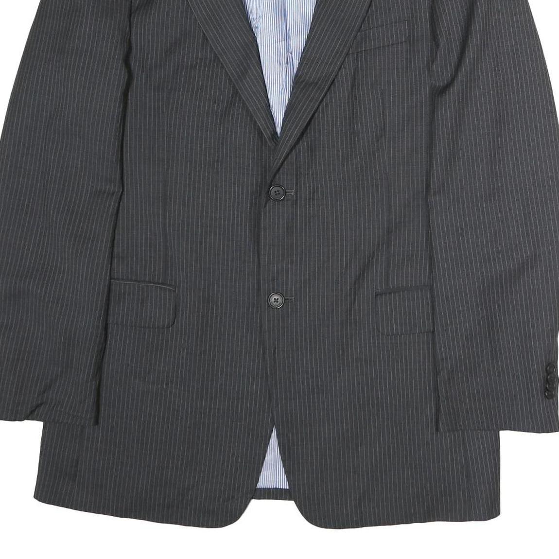 TOMMY HILFIGER Mens Grey Pinstripe Wool Classic Fit Blazer Jacket L