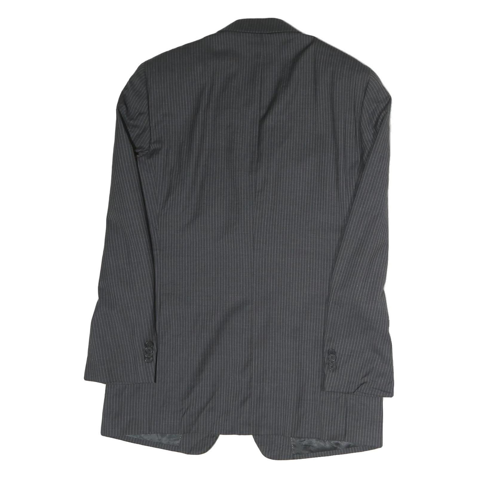 TOMMY HILFIGER Mens Grey Pinstripe Wool Classic Fit Blazer Jacket L