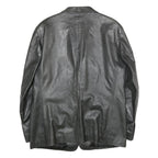 VMC Mens Black Leather Jacket L Plain Button Closure Classic Fit