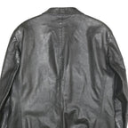 VMC Mens Black Leather Jacket L Plain Button Closure Classic Fit