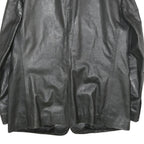 VMC Mens Black Leather Jacket L Plain Button Closure Classic Fit