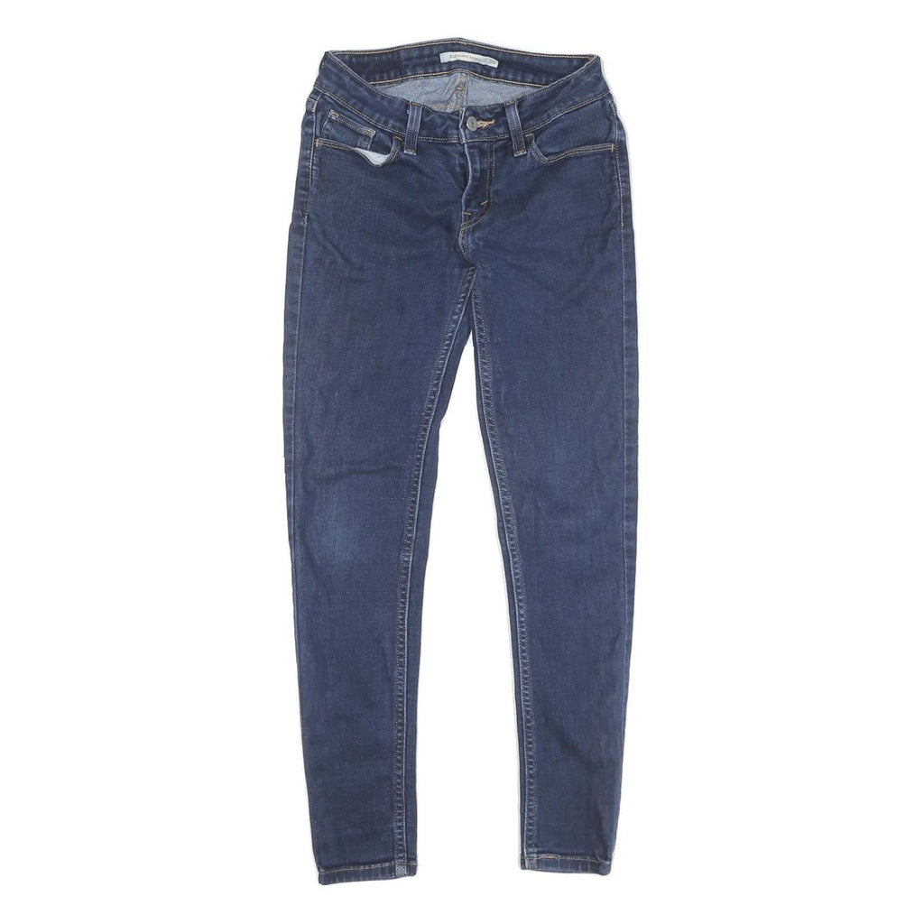 LEVI'S Womens Blue Regular Skinny Denim Medium Wash Jeans W26 L27 Stylish Zip
