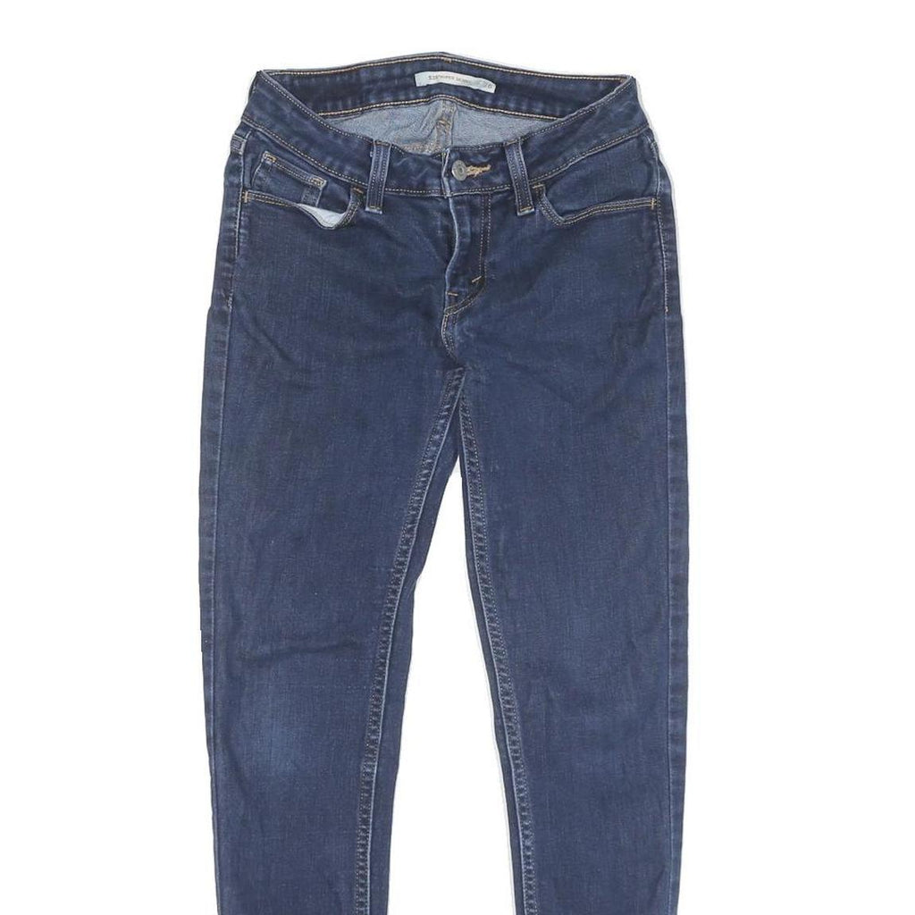 LEVI'S Womens Blue Regular Skinny Denim Medium Wash Jeans W26 L27 Stylish Zip