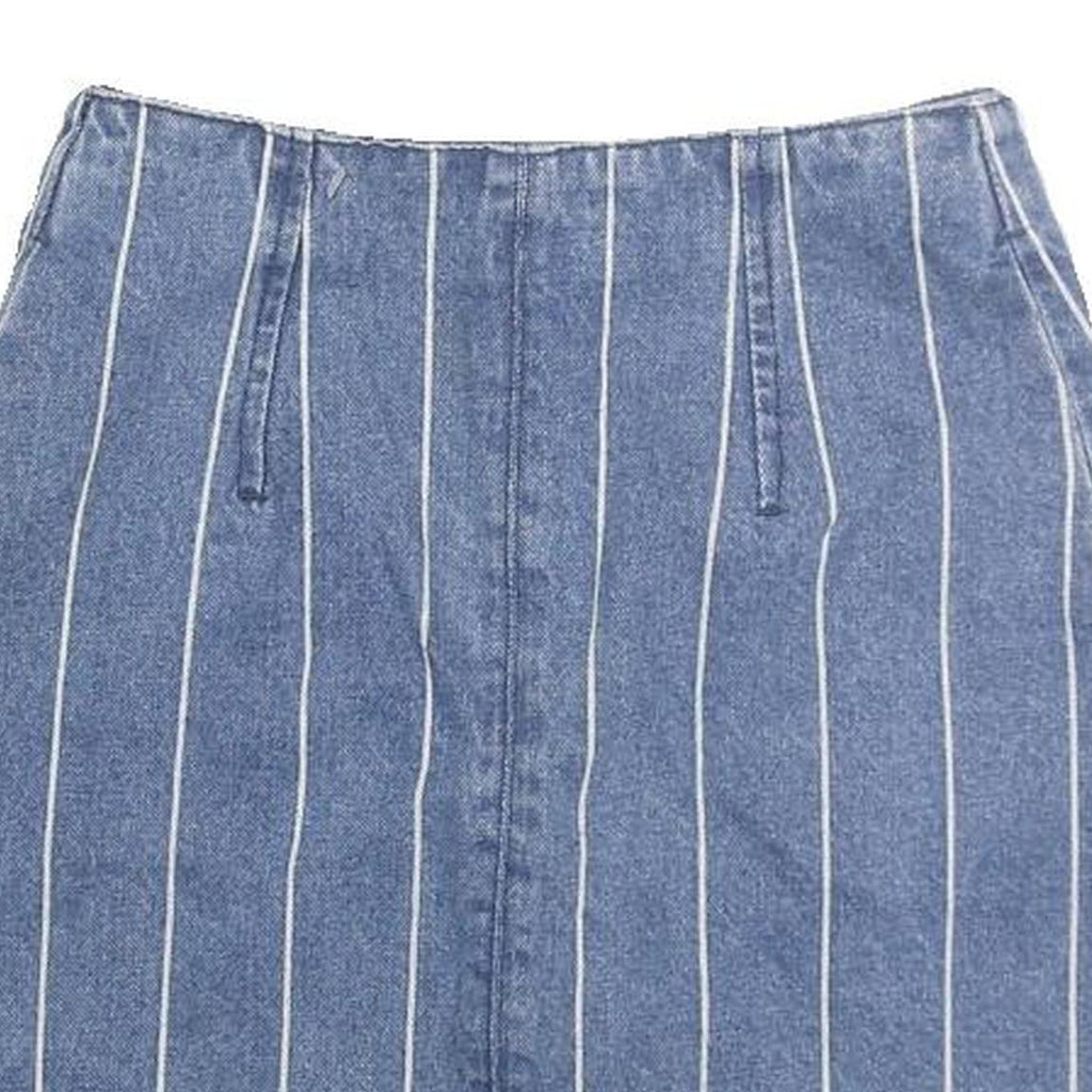TWIK Womens Blue Denim Pinstripe Mini Cotton Blend Skirt XS Stylish Casual