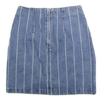TWIK Womens Blue Denim Pinstripe Mini Cotton Blend Skirt XS Stylish Casual