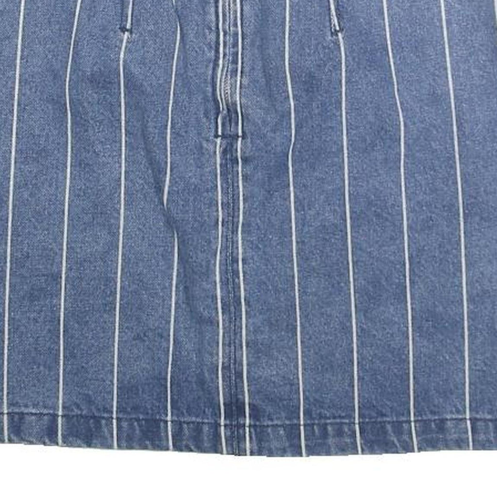 TWIK Womens Blue Denim Pinstripe Mini Cotton Blend Skirt XS Stylish Casual
