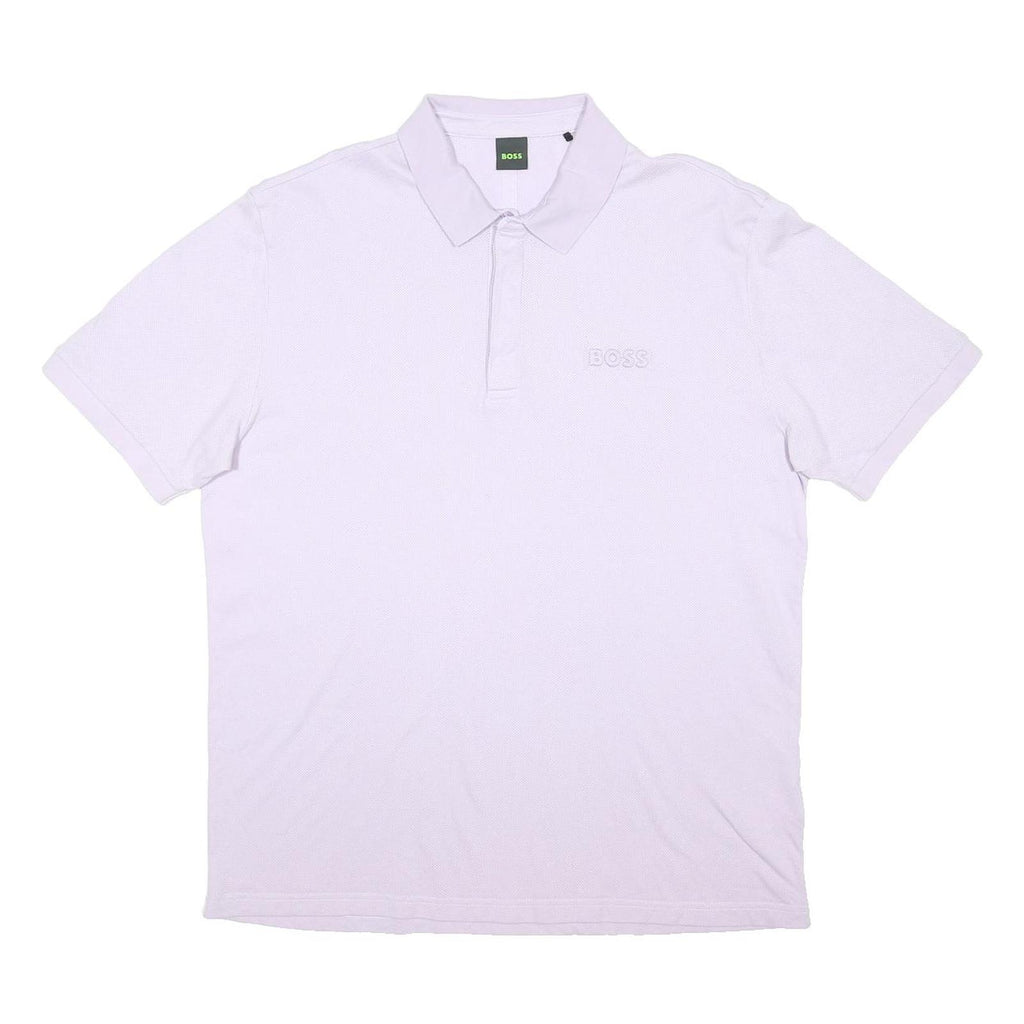 BOSS Mens Lilac Plain Short Sleeve Polo Shirt 2XL Cotton Blend Casual
