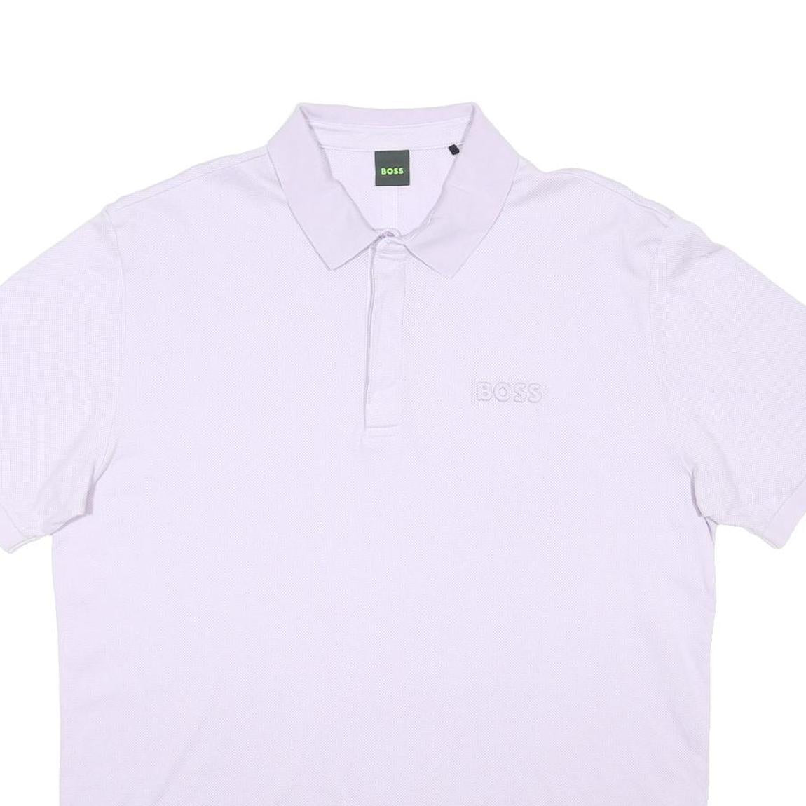 BOSS Mens Lilac Plain Short Sleeve Polo Shirt 2XL Cotton Blend Casual