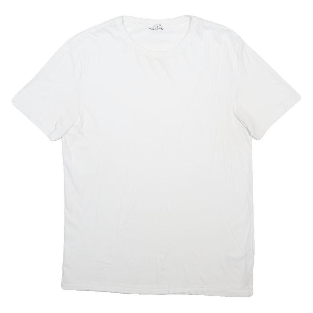 REISS Mens White Plain T-Shirt L Short Sleeve Round Neck Classic Cotton Blend