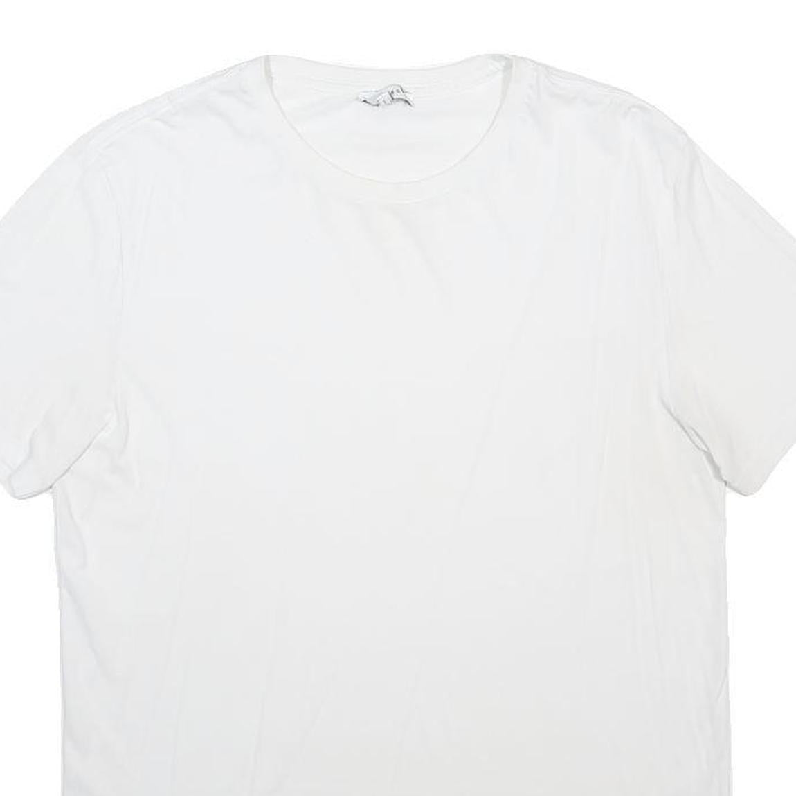 REISS Mens White Plain T-Shirt L Short Sleeve Round Neck Classic Cotton Blend