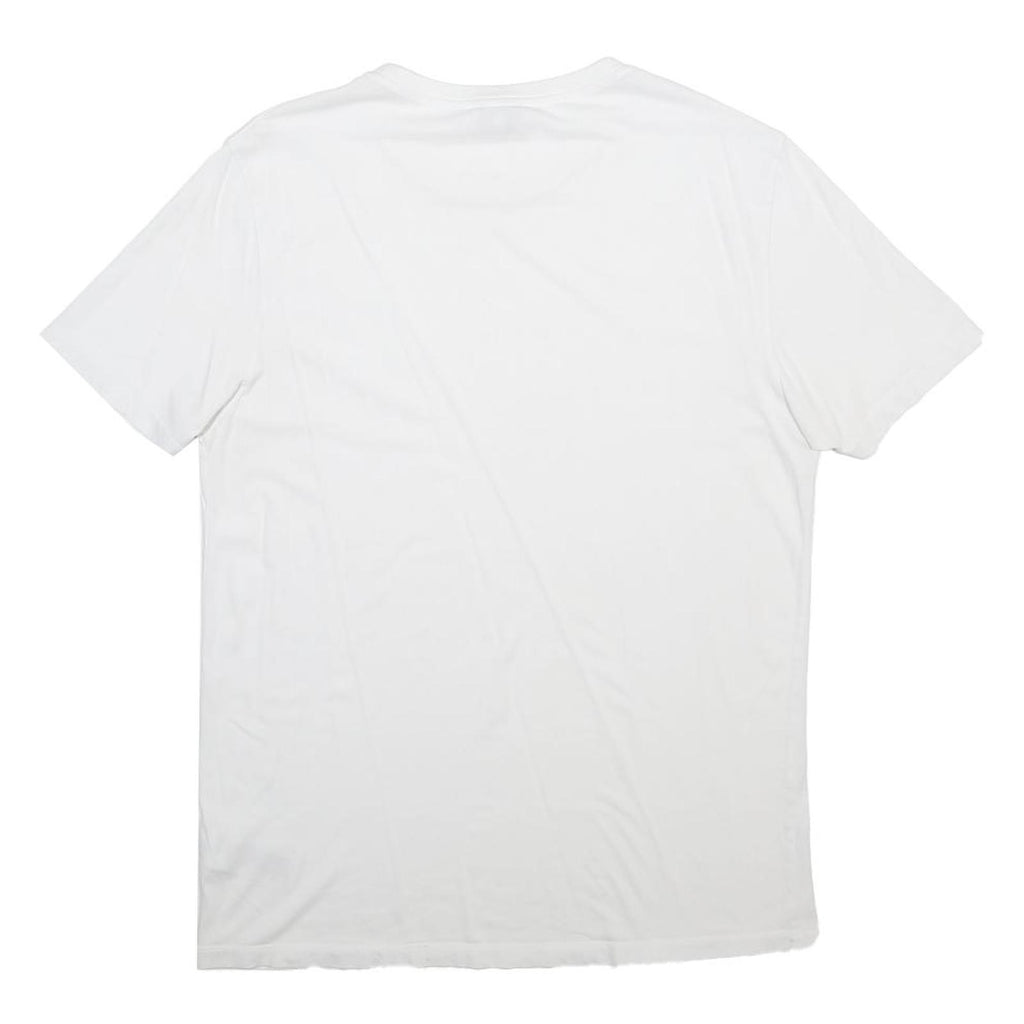 REISS Mens White Plain T-Shirt L Short Sleeve Round Neck Classic Cotton Blend
