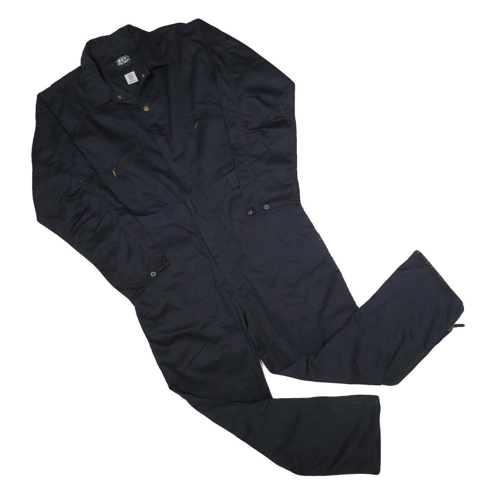 KEY Mens Navy Blue Cotton Blend Dungarees Regular Fit L W40 L32 Workwear Utility